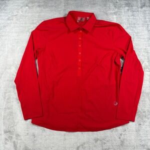 Foray Golf Shirt Women Large Rosso Red Core Long Sleeve Polo UPF 50 Stretch